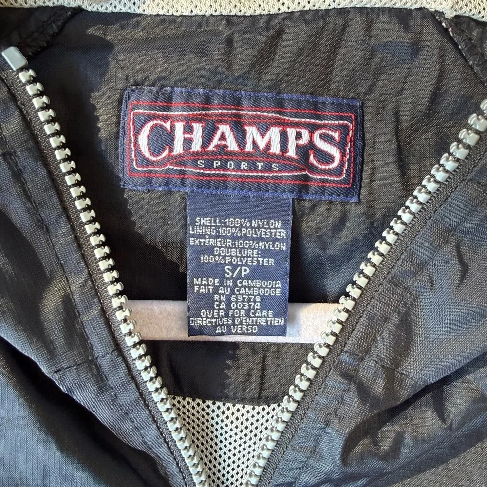 Champs Sports Black Nylon Windbreaker Jacket Half Zip‎ Anorak Size S/P
